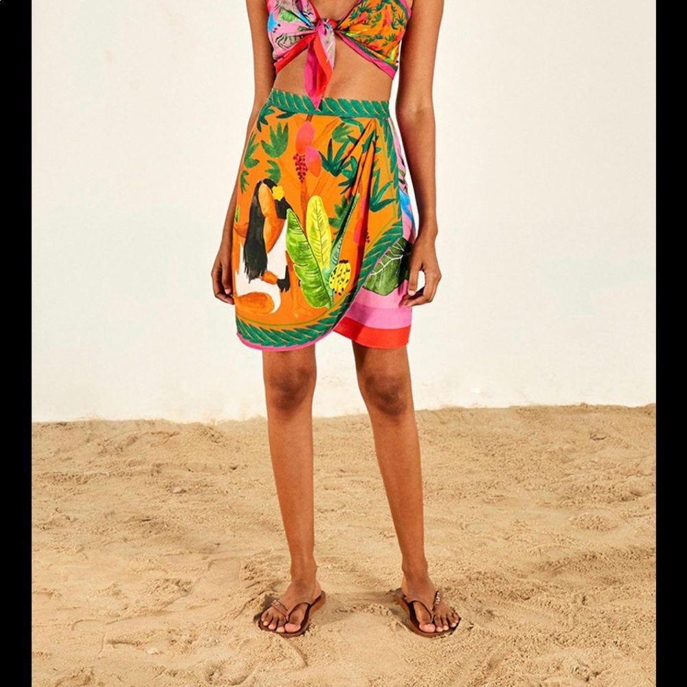 NWT FARM Rio Bahia Girls Scarf + Tropical Scarf mini skirt SIZE M
